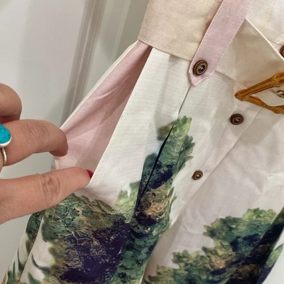 House of Maguie Tropical Mode Palm Print Utility Pockets Flared TrousersJumpsuit - Picture 15 of 17